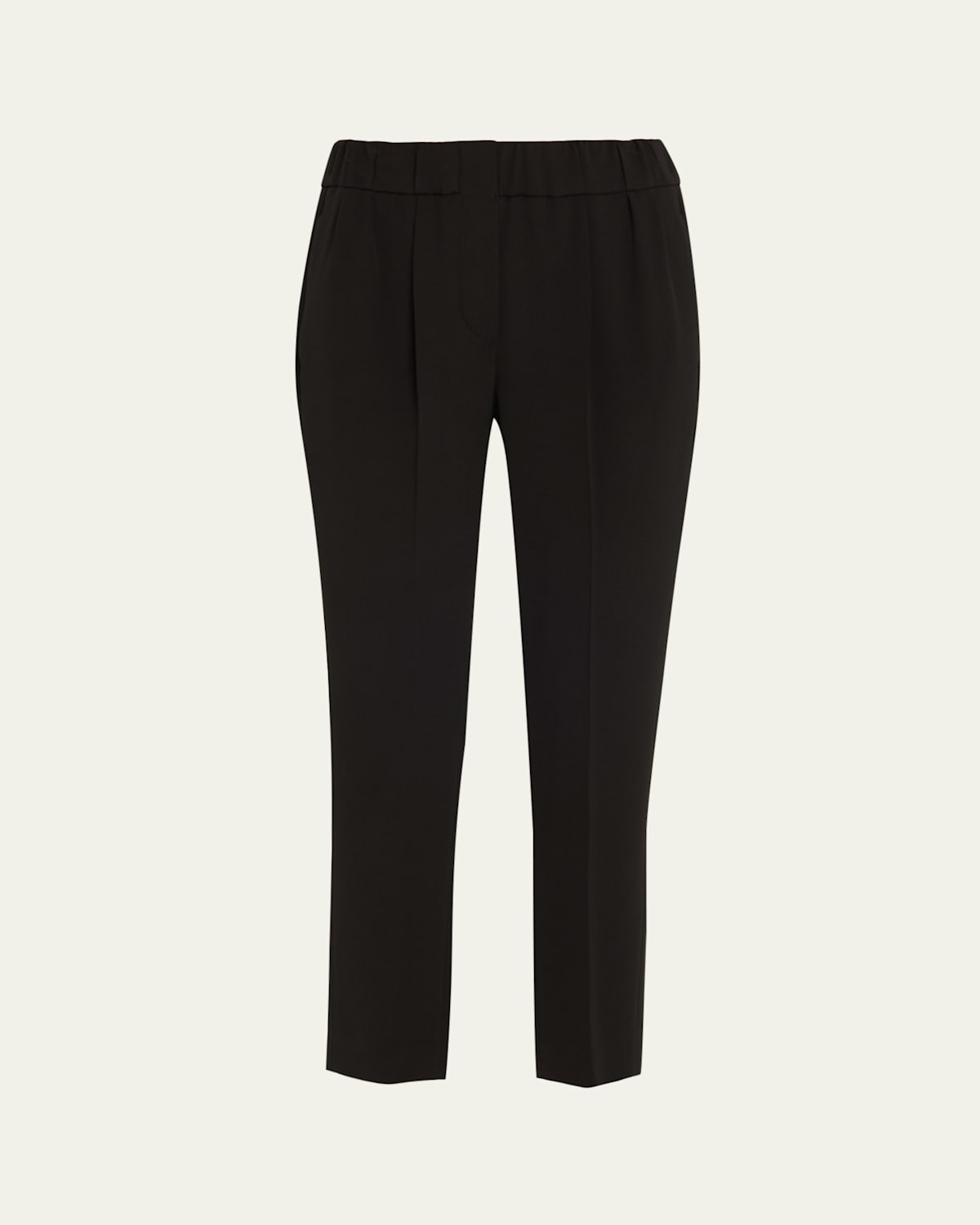 Brunello Cucinelli Crepe Cady Slim-leg Ankle Pull-on Pants In Black