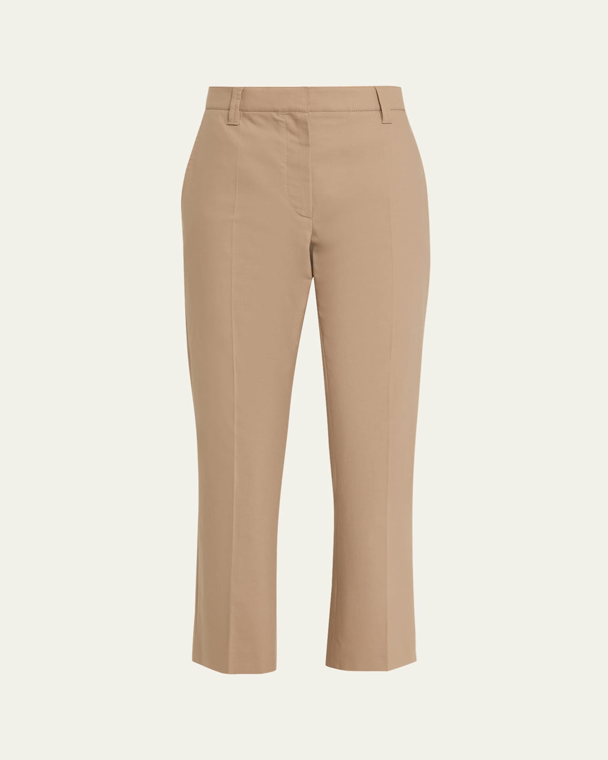 Brunello Cucinelli Stretch Cotton Gabardine Crop Cigarette Pants In Brown