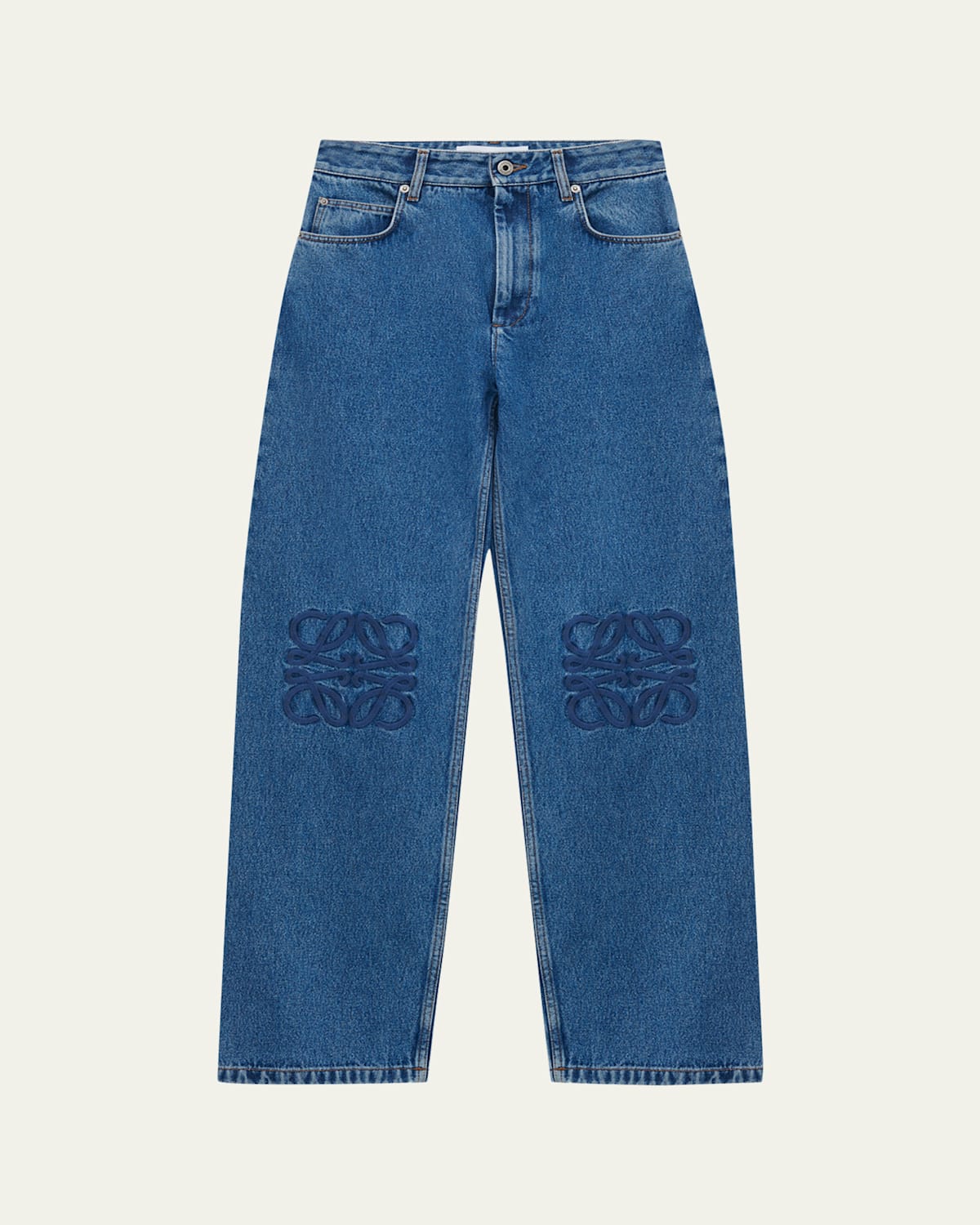 Loewe Anagram Baggy Wide-leg Jeans In Blue