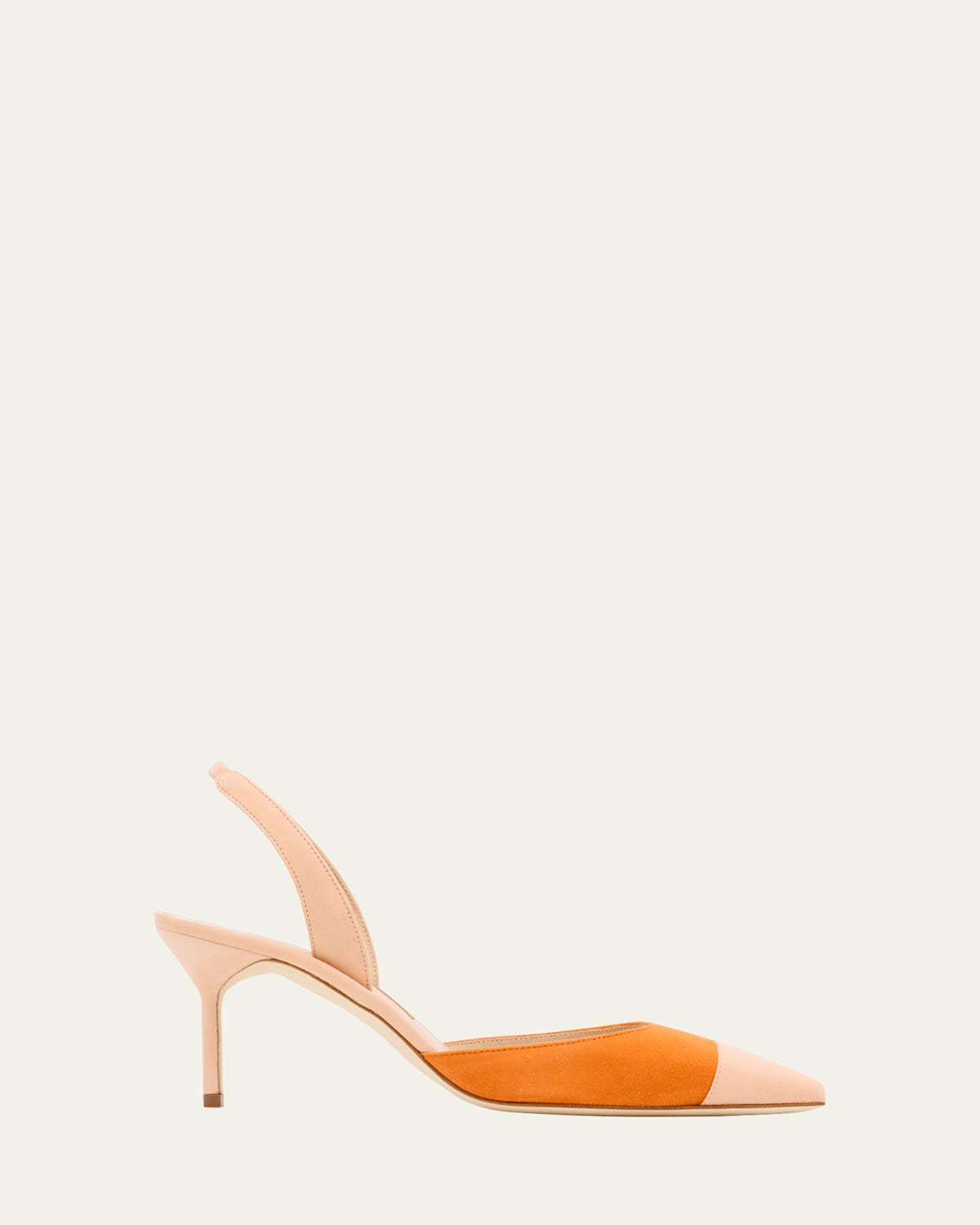 Manolo Blahnik 70mm Capsli Bicolor Suede Pumps In Nude