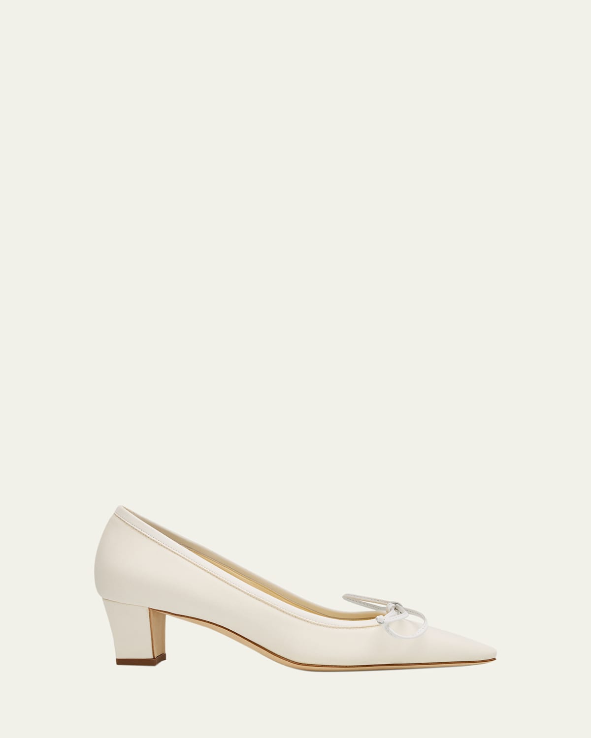 Manolo Blahnik 45mm Martebal Satin Ballerina Pumps In White