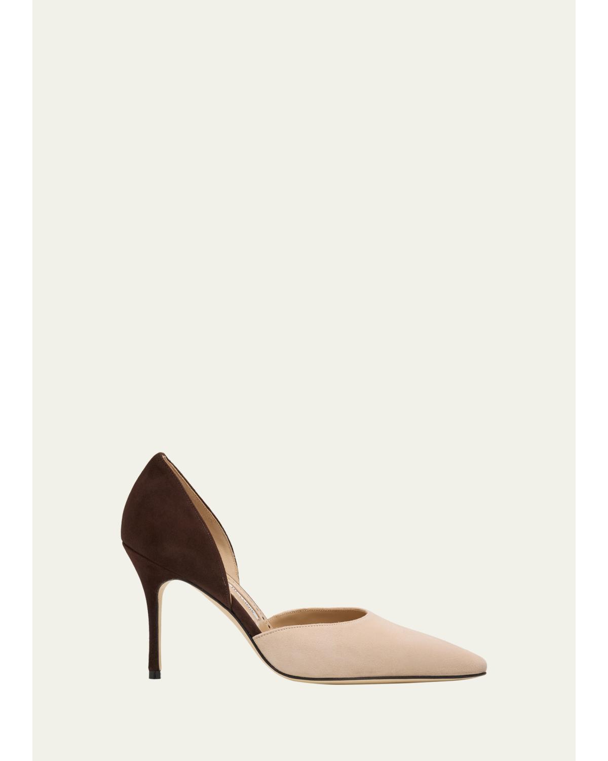 90Mm Taylerbinu Bicolor Suede Pointed-Toe Pumps