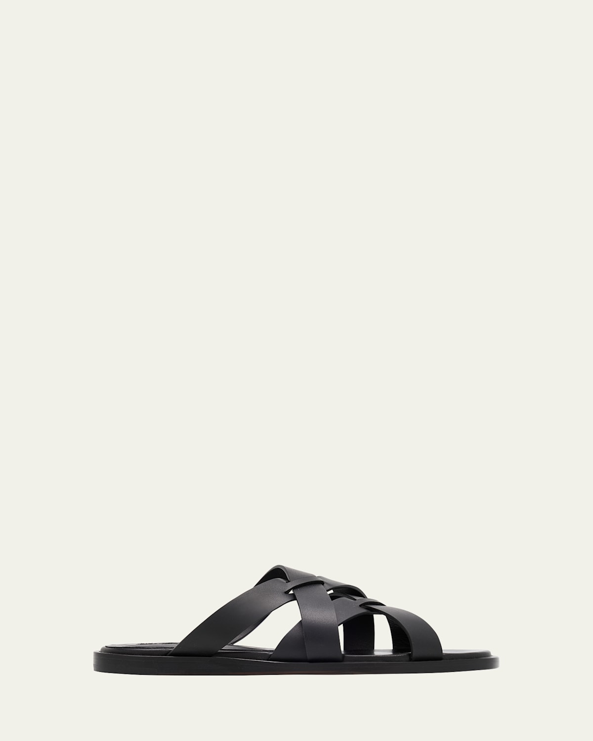Manolo Blahnik Marvina Crisscross Leather Flat Sandals In Black