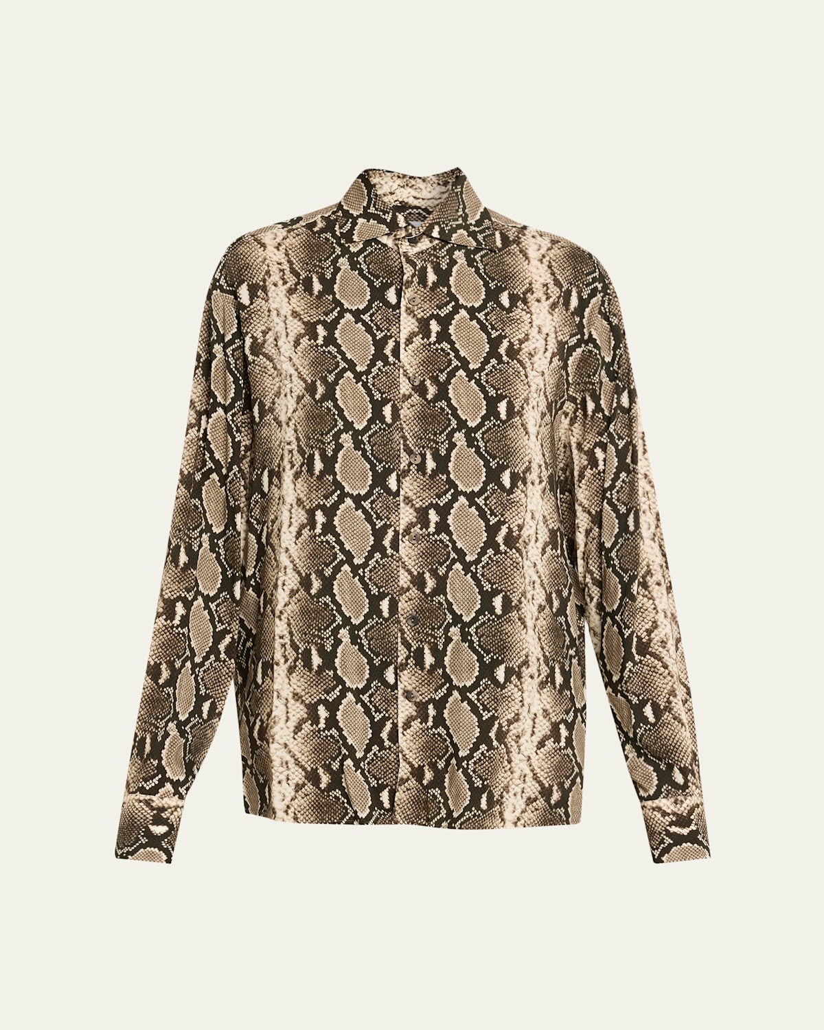 Duran Lantink Snakeskin-print Button-down Shirt In Gray