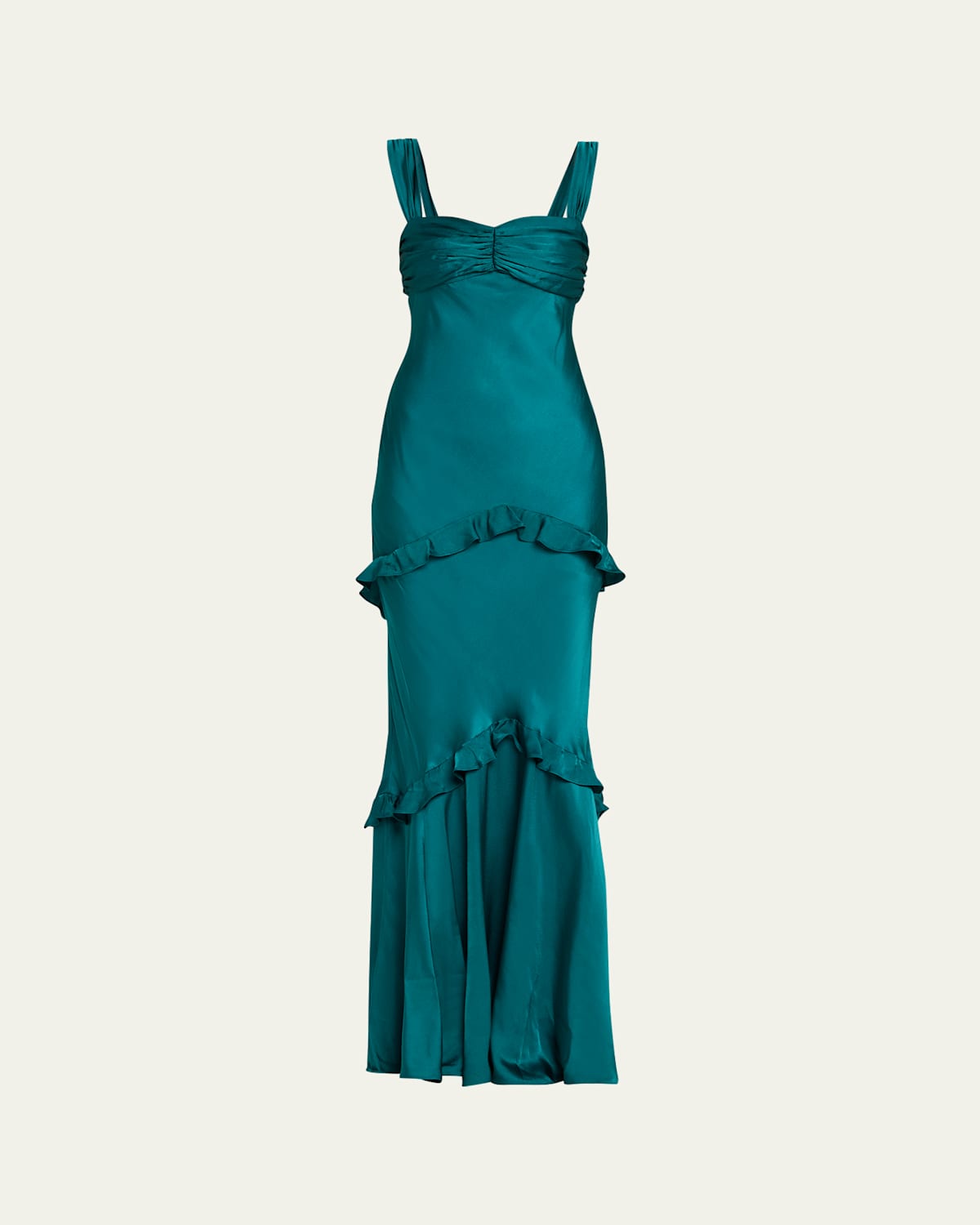 Saloni Selma Sleeveless Satin Dress In Blue