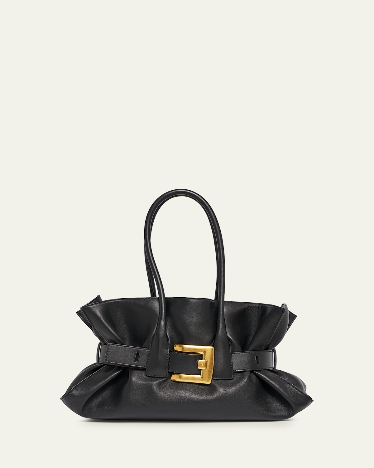 Balmain Anthem Large Belted Tote Bag In Leather In Black