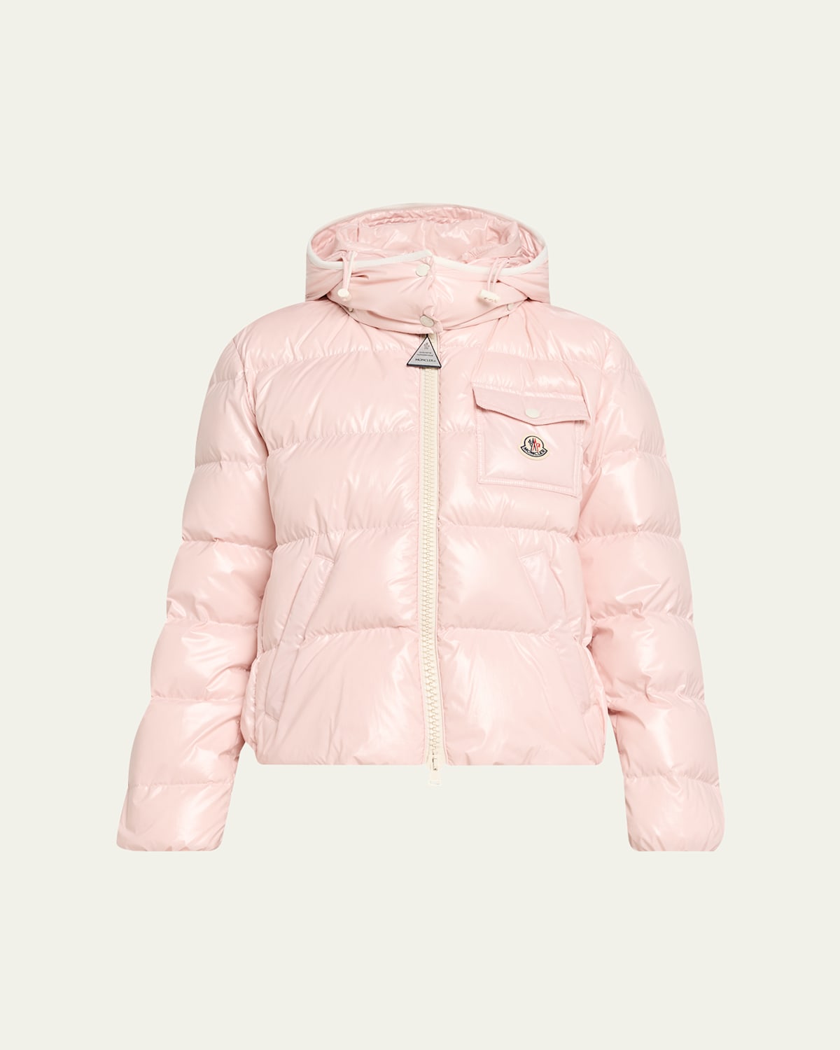 Moncler Andro Hooded Short Down Jacket In Pink