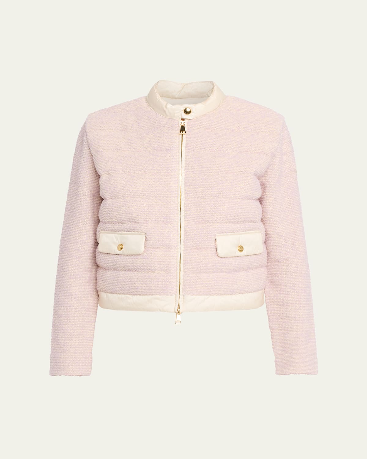 Moncler Bouclé Short Down Jacket In Pink