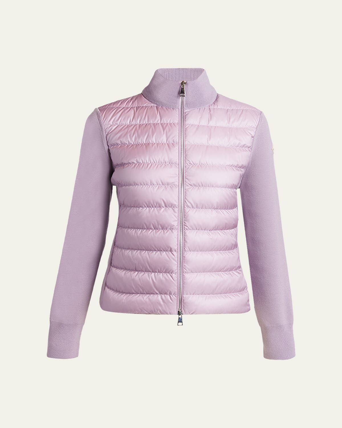 Moncler Padded Wool Zip-up Cardigan In Purple