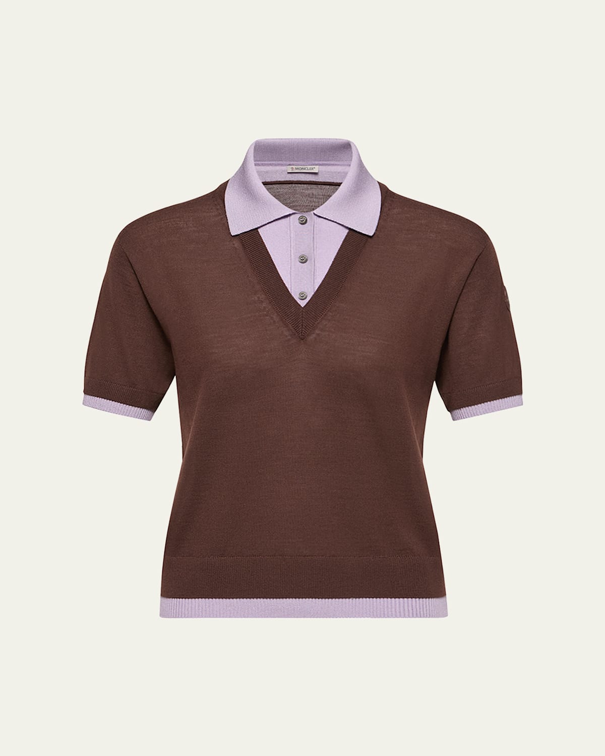 Moncler Short-Sleeve Layered Polo Sweater