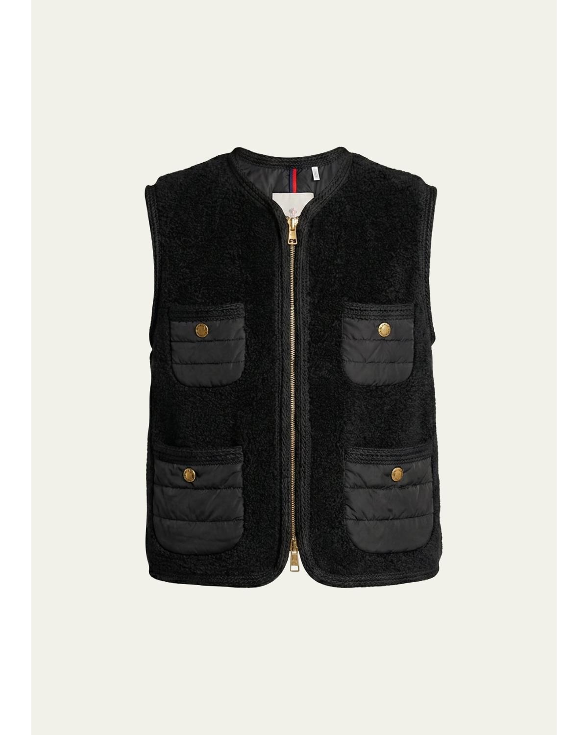 Mimosas Braided Trim Teddy Down Vest