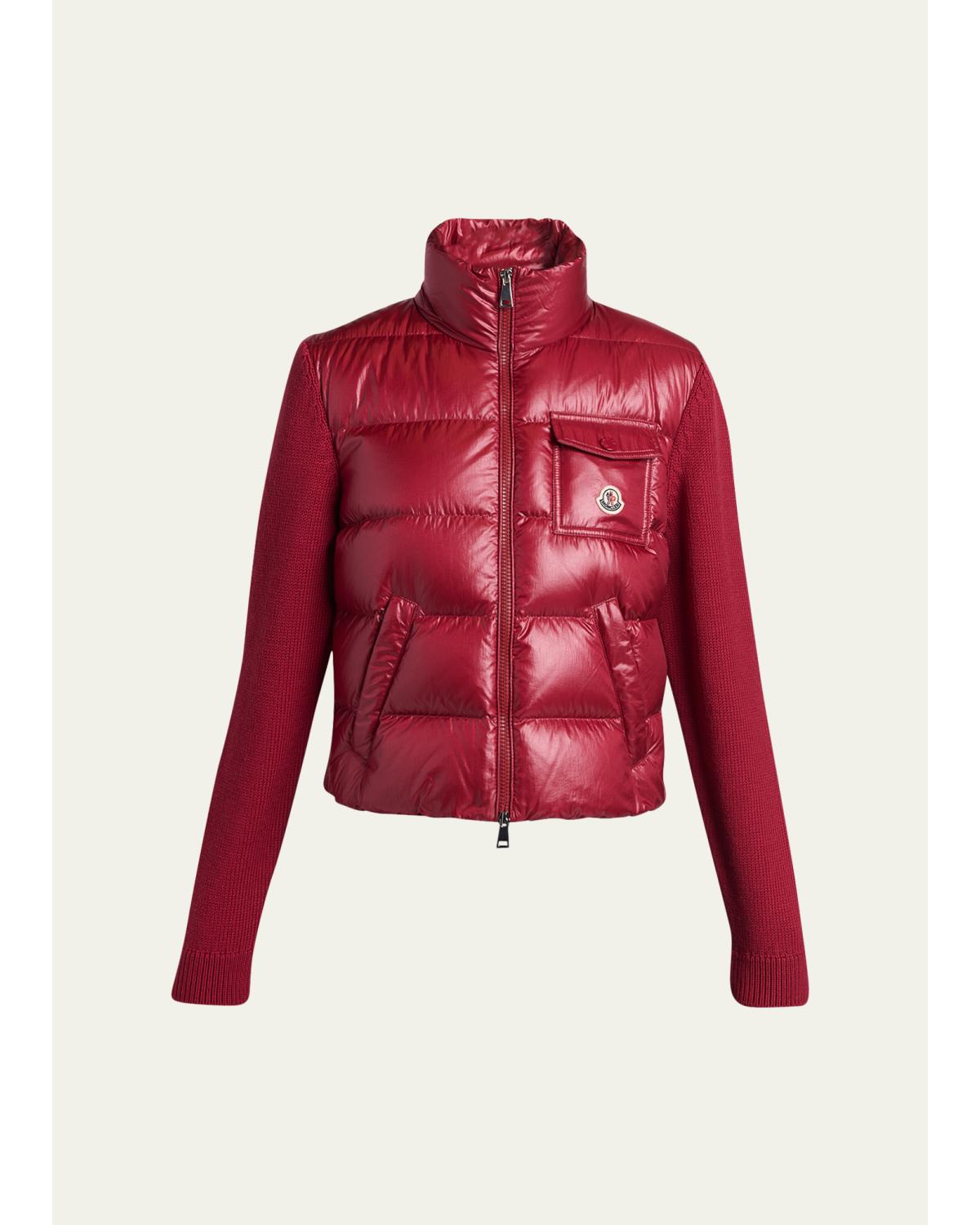 Padded Zip-Up Wool Cardigan
