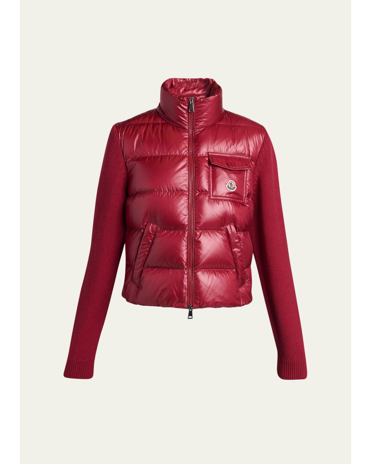 Padded Zip-Up Wool Cardigan