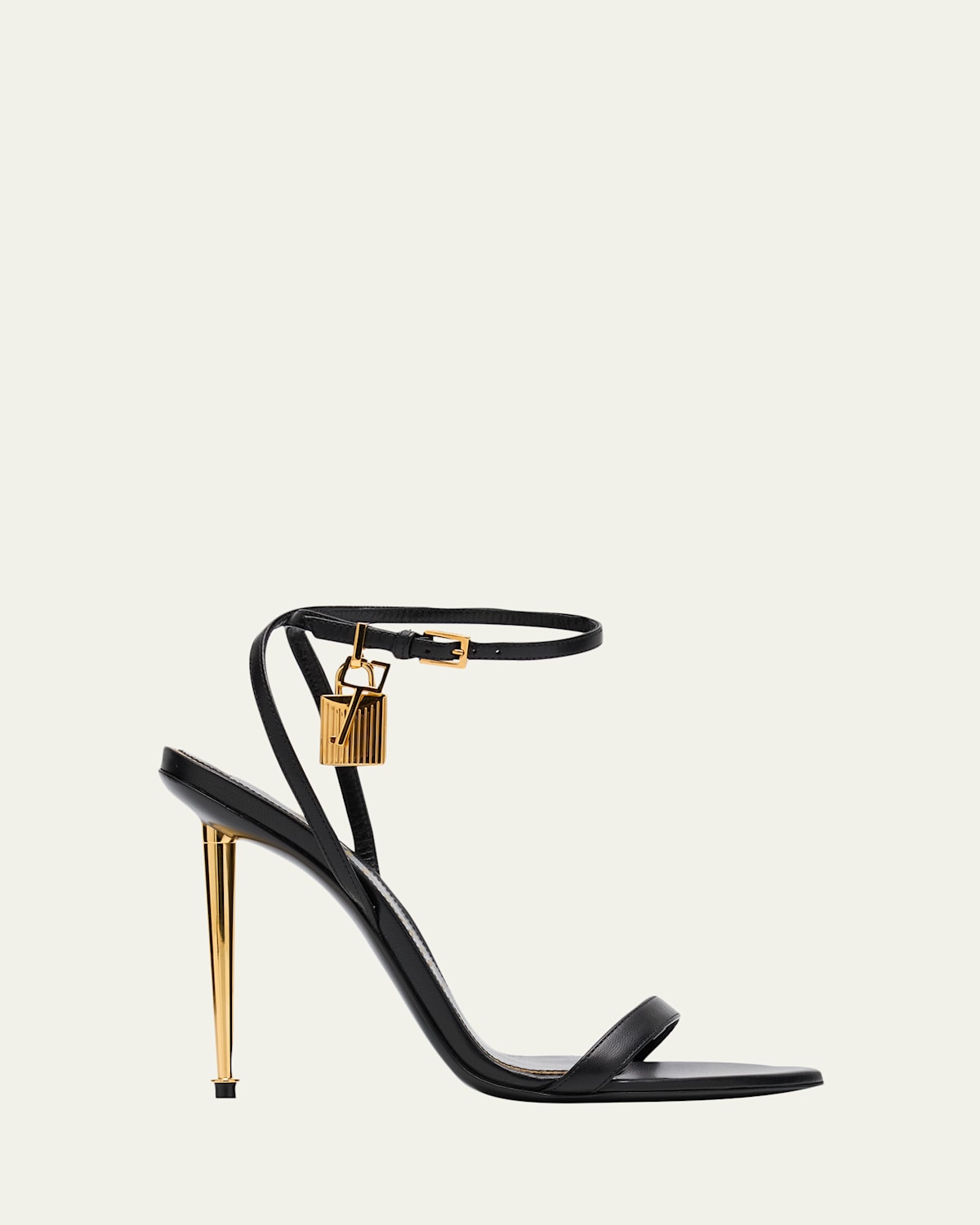 Tom Ford Boutique 105mm Lock Goatskin Leather Sandals In Black