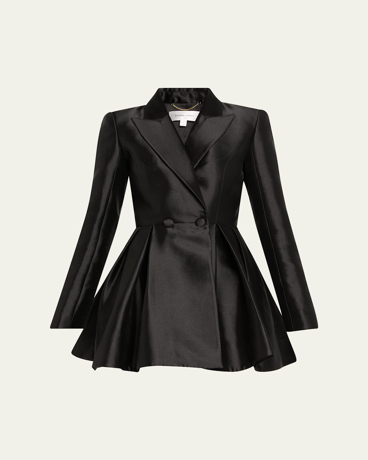 Ronny Kobo Miley Pleated Fit-&-flare Blazer Mini Dress In Black