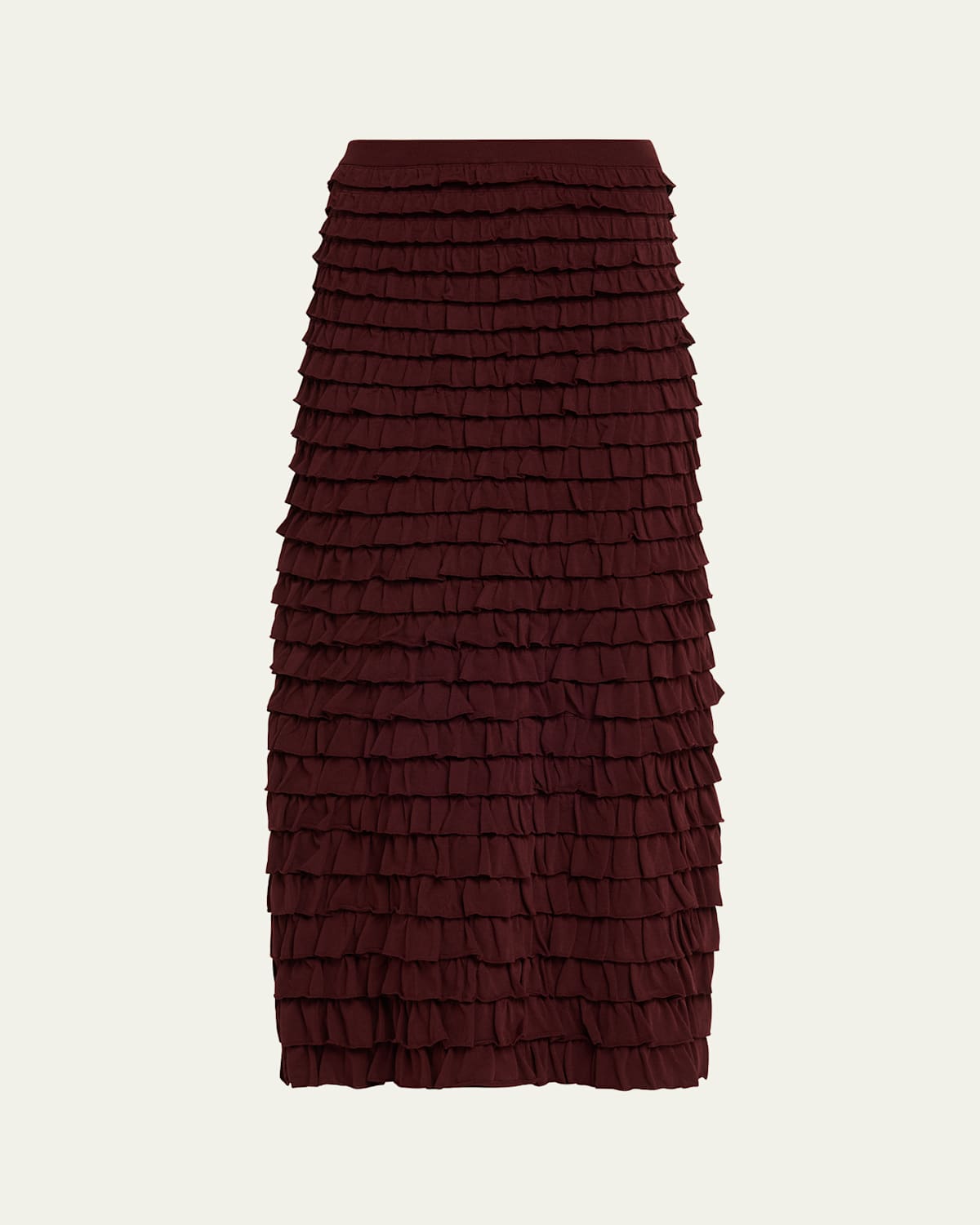 Ulla Johnson Mimi Ruffled Midi Skirt In Burgundy