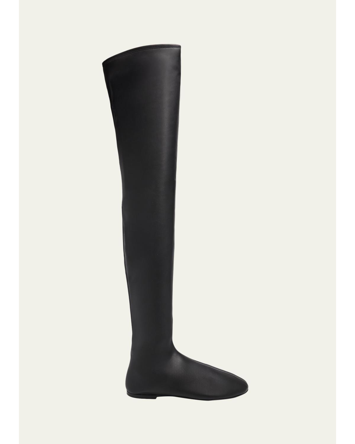 Tee Stretch Faux Leather Over-The-Knee Boots