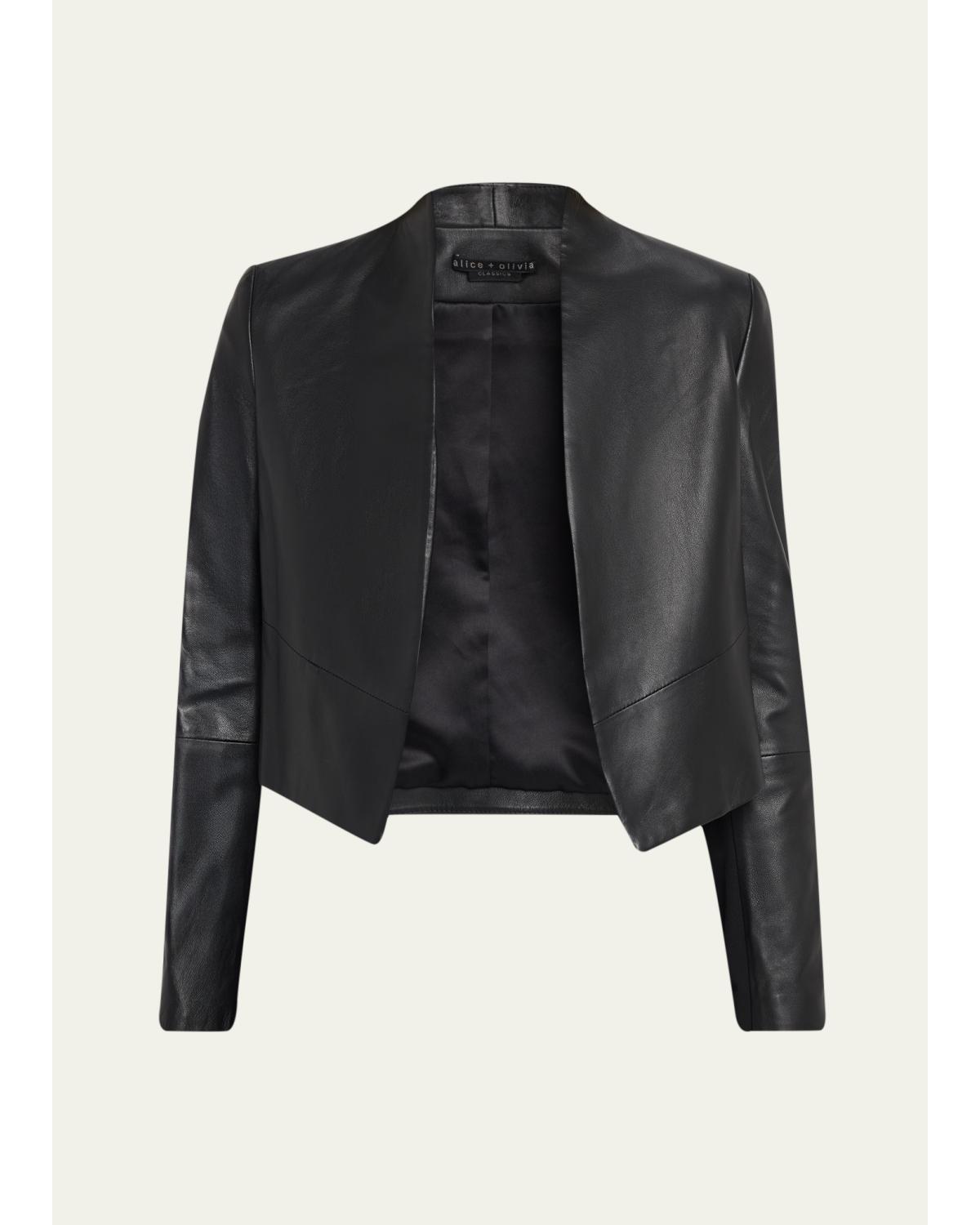 New Harvey Leather Open-Front Jacket