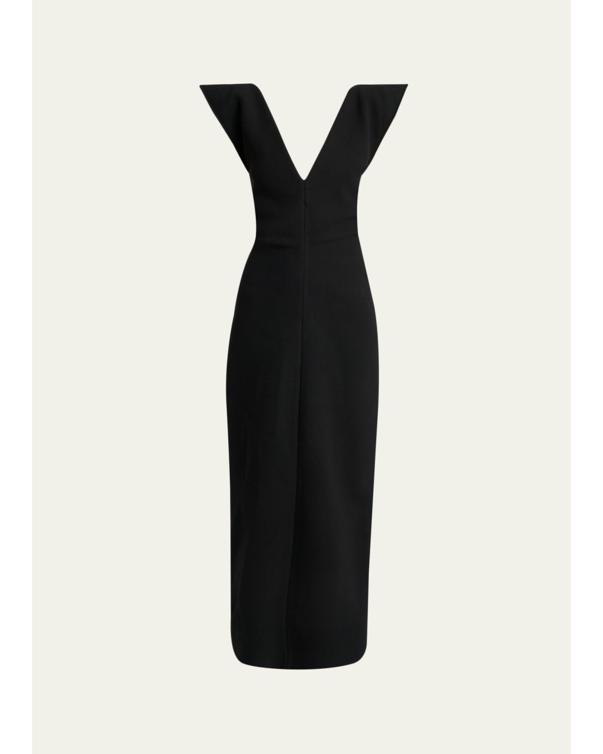 Mariam V-Neck Wool Scuba Dress