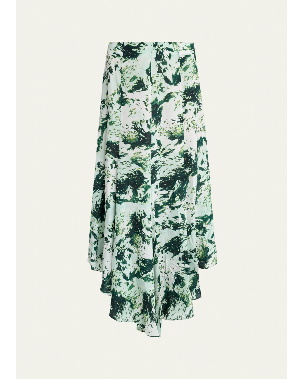 Joelle Printed Silk-Blend Skirt