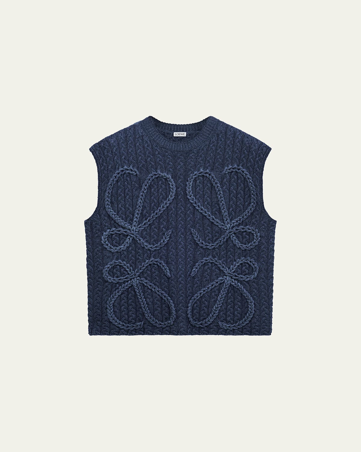 Loewe Anagram Cable Knit Vest In Blue