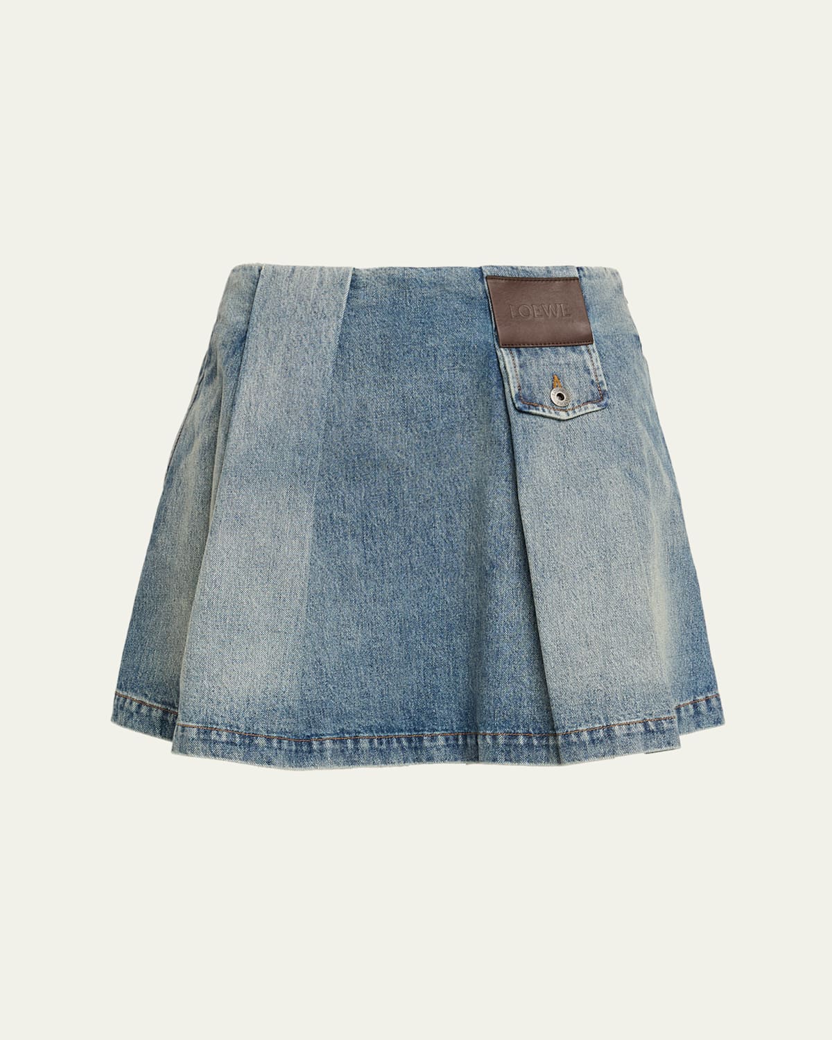 Loewe Pleated Mini Skirt In Blue