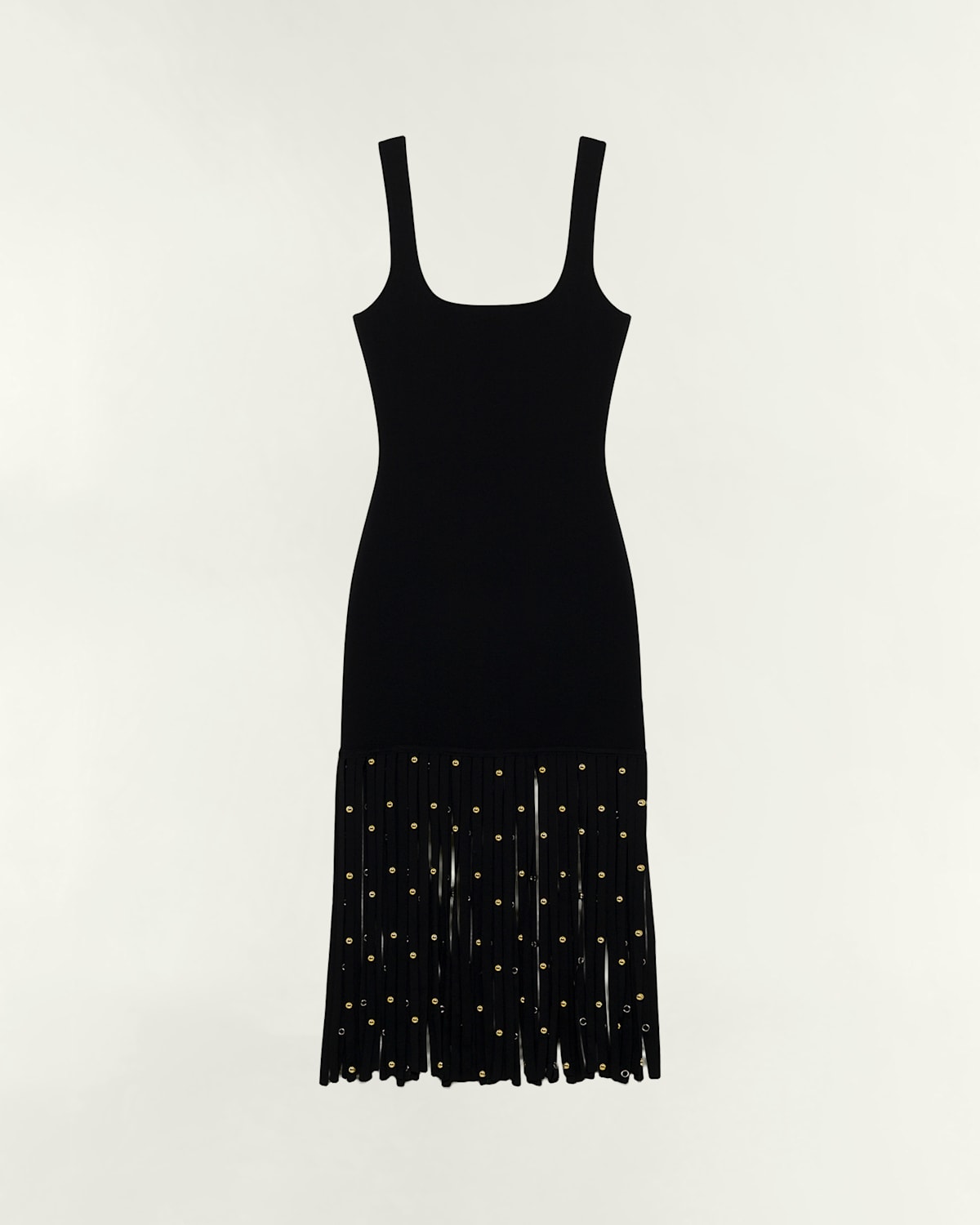 Simkhai Romelia Fringe Knit Midi Dress In Black