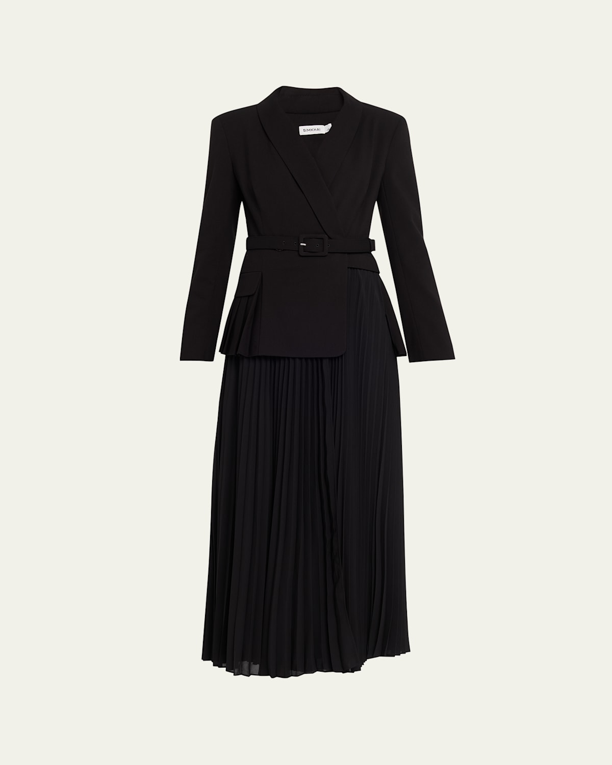 Simkhai Alexandra Pleated Blazer Dress In Black