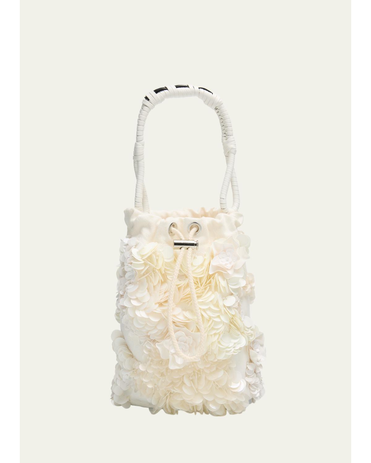 Sequin Floral Applique Bucket Bag