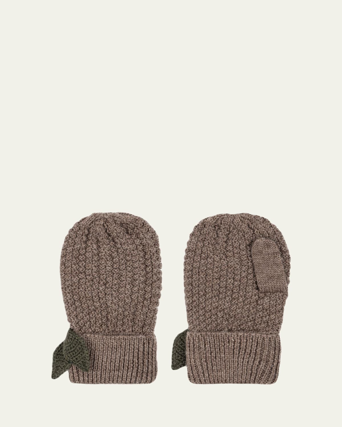 Konges Slojd Kid's Fruity Wool Mittens In Brown