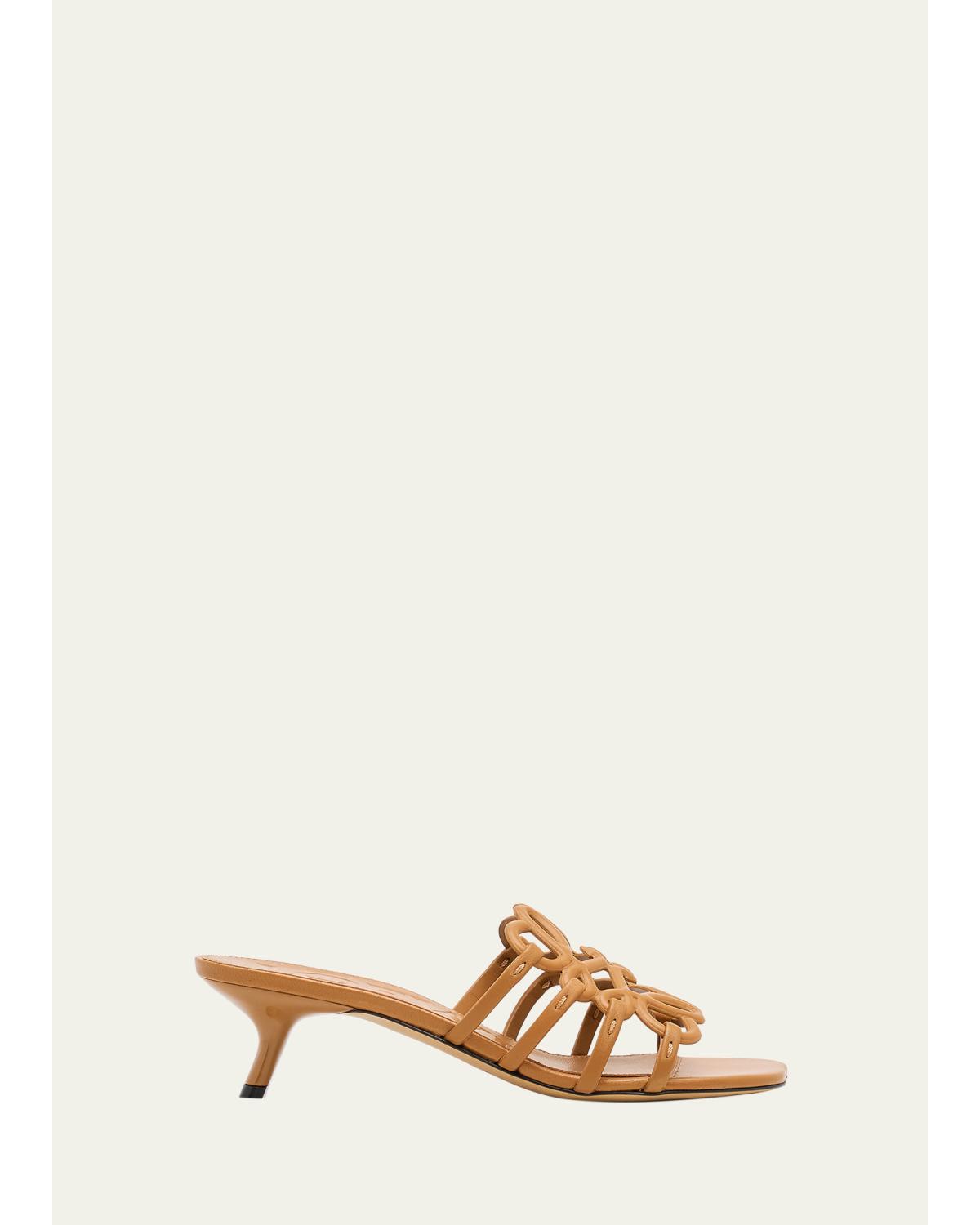 Petal Anagram Leather Caged Mule Sandals