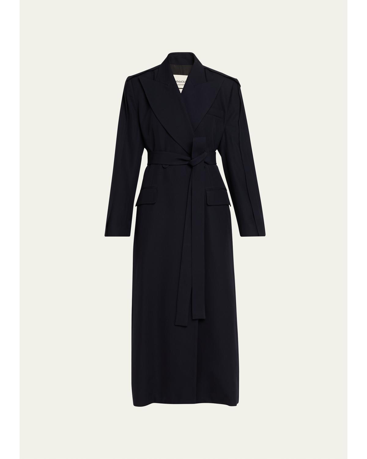 Jean Double-Breasted Wool Long Robe Coat