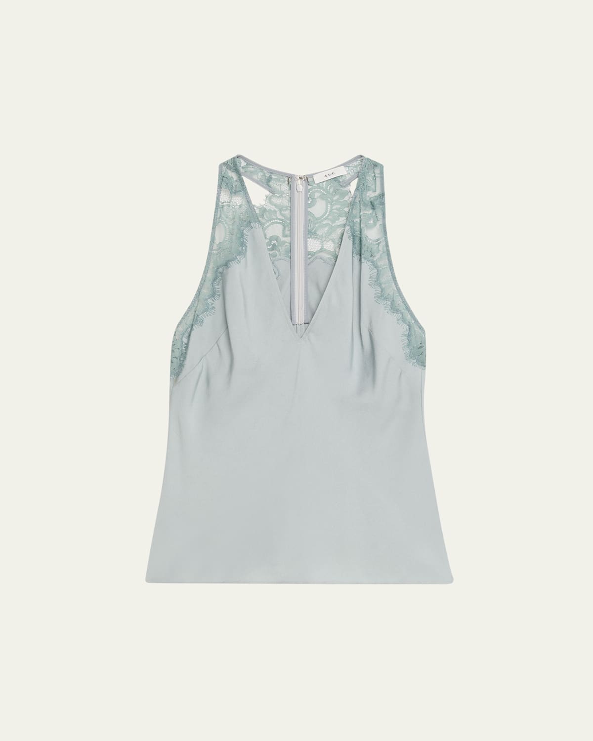 A.l.c Wes Satin And Lace Tank Top In Blue
