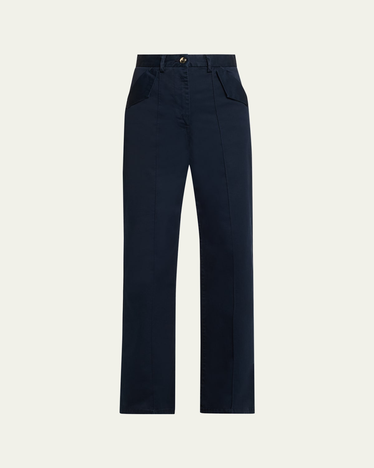 Rùadh The Odette Pintuck Straight-leg Sateen Pants In Blue