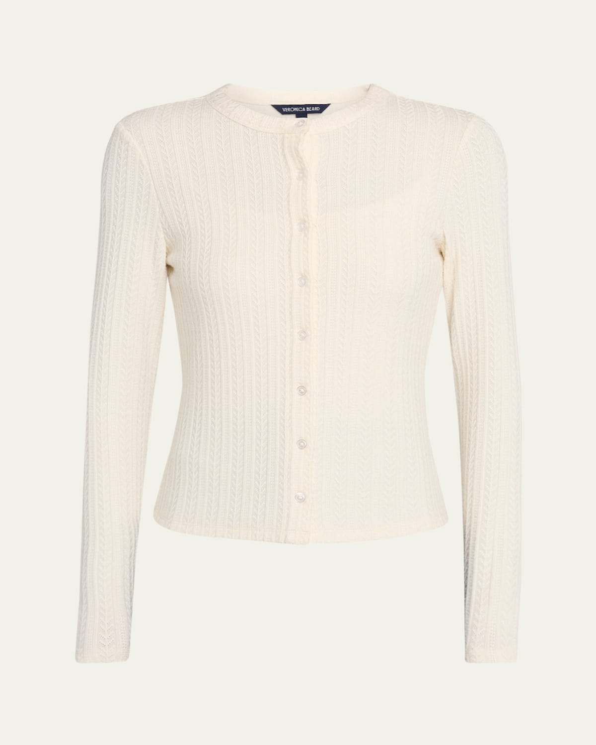 Veronica Beard Lira Pointelle Cardigan In Neutral