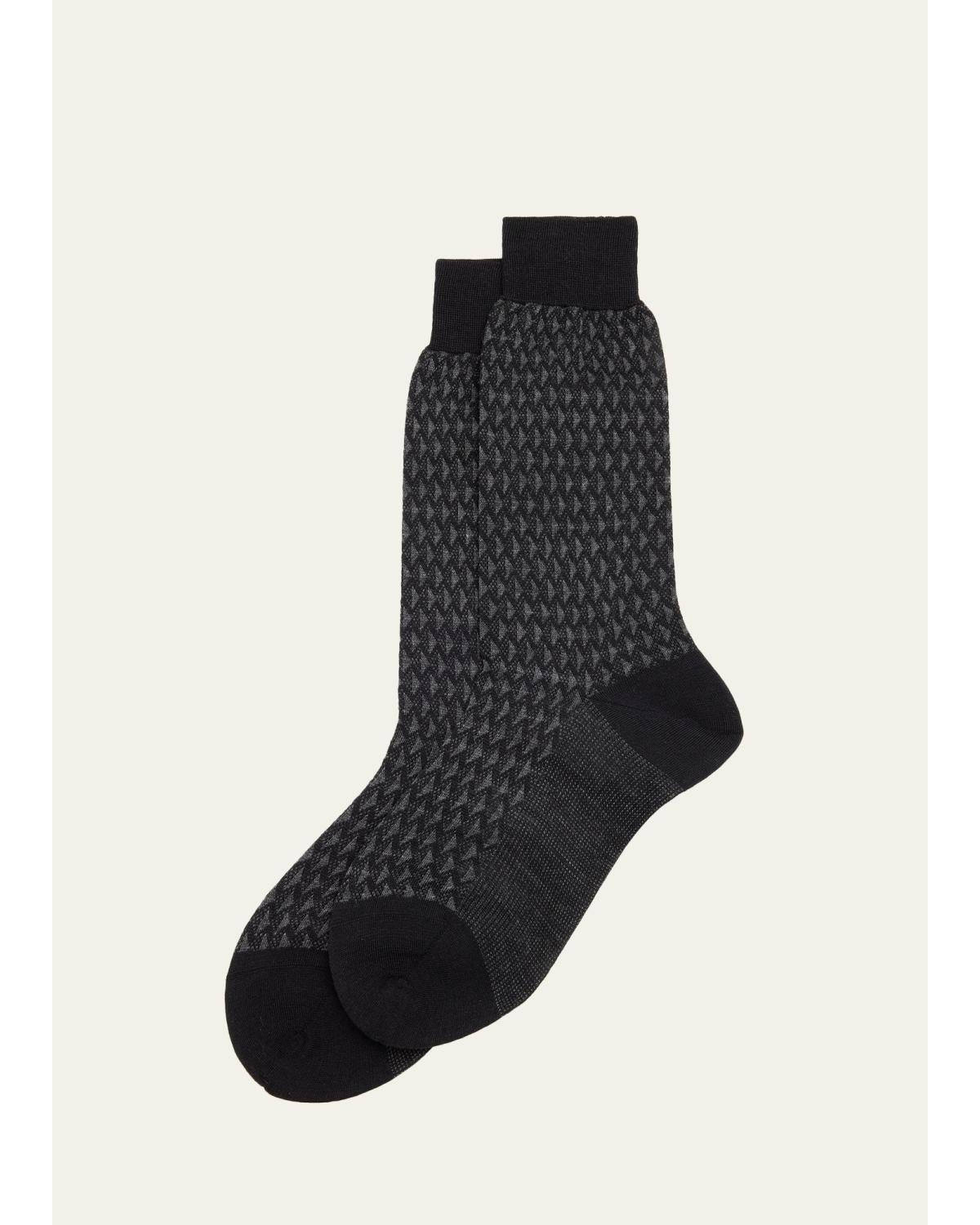 Men'S Cotton-Stretch Geometric Mid-Calf Socks