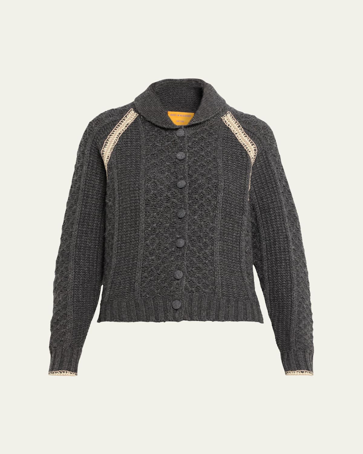 Guest In Residence Marlowe Wool Cashmere Cable Cardigan In Gray