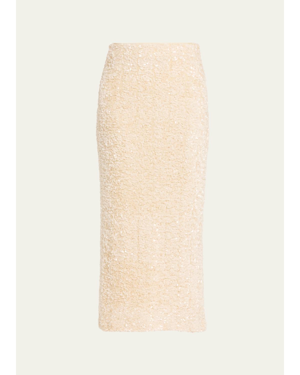 Sequined Velvet Midi Skirt