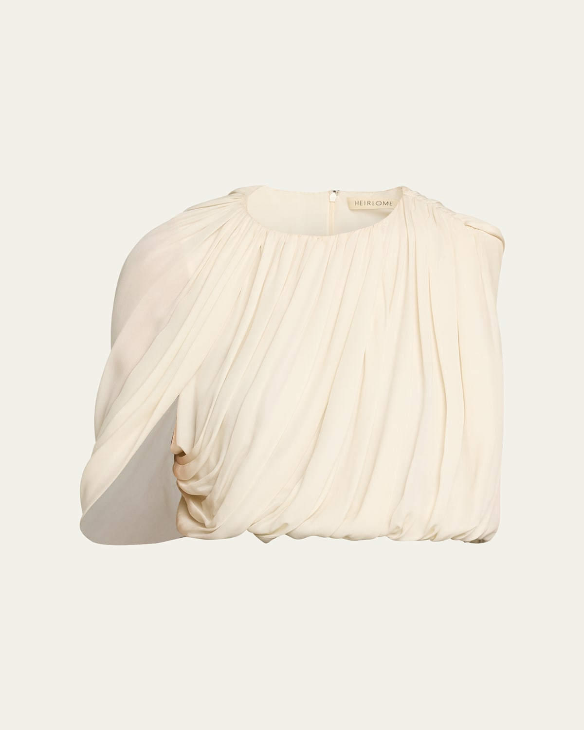 Heirlome Marie Draped Silk Georgette Crop Top In White