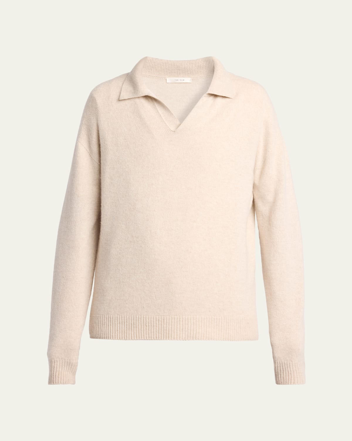 The Row Men's Cashmere Knit Johnny-collar Polo Sweater In Neutral