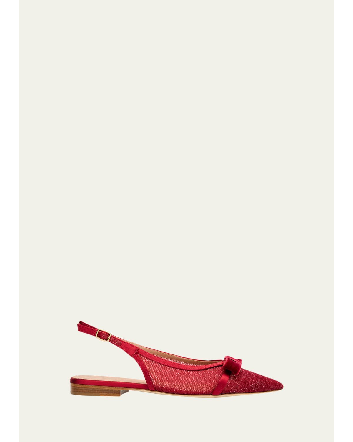 Jama Glitter Mesh Slingback Flats
