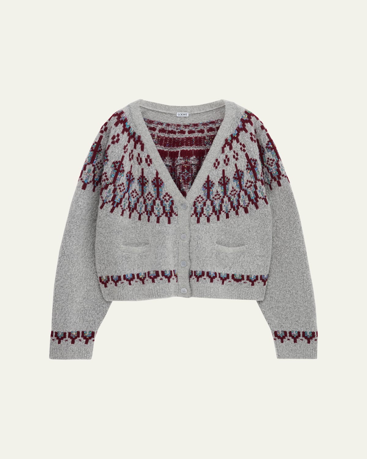 Loewe Fair Isle Wool V-Neck Cardigan