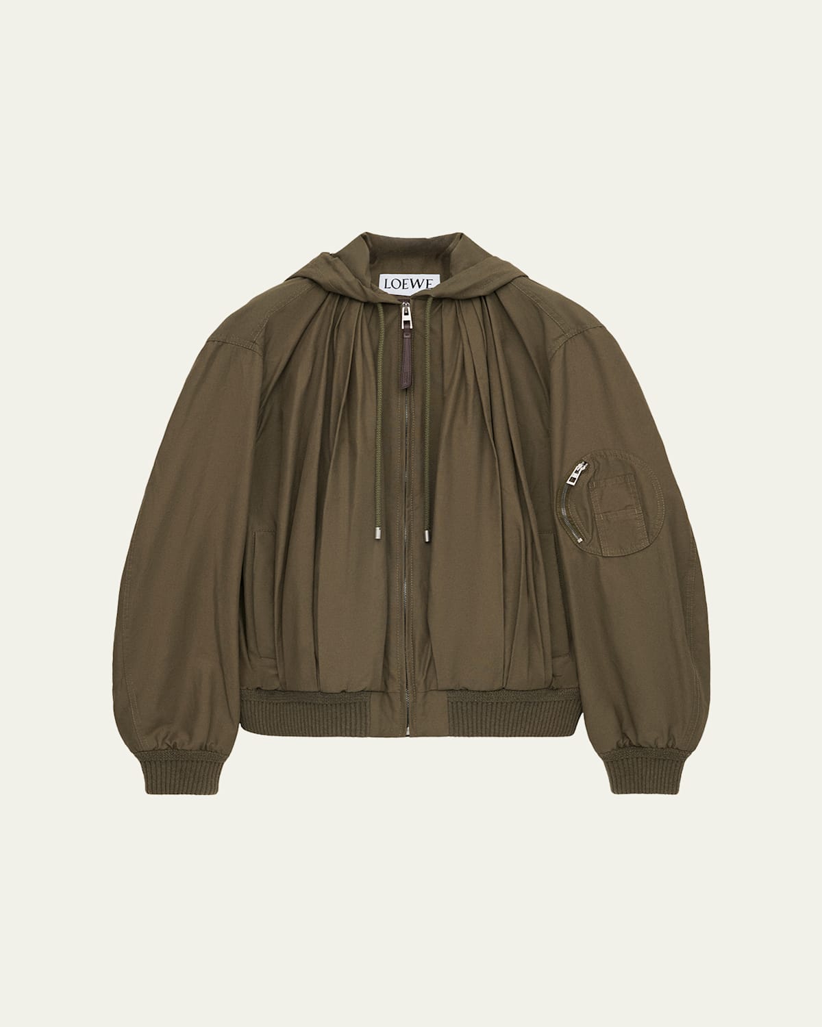 Loewe Gathered Hooded Bomber Jacket