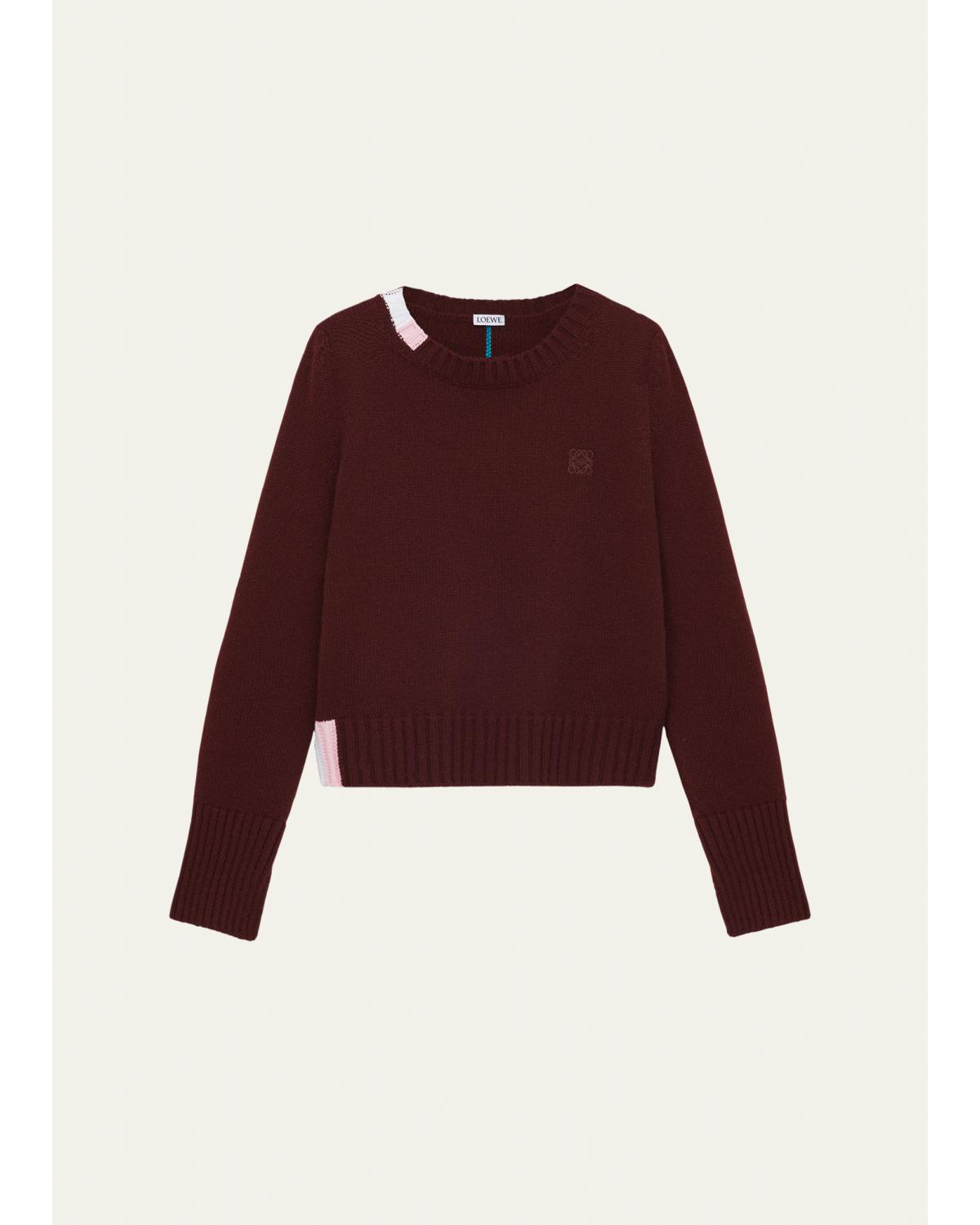 Contrast Intarsia Cashmere-Blend Sweater