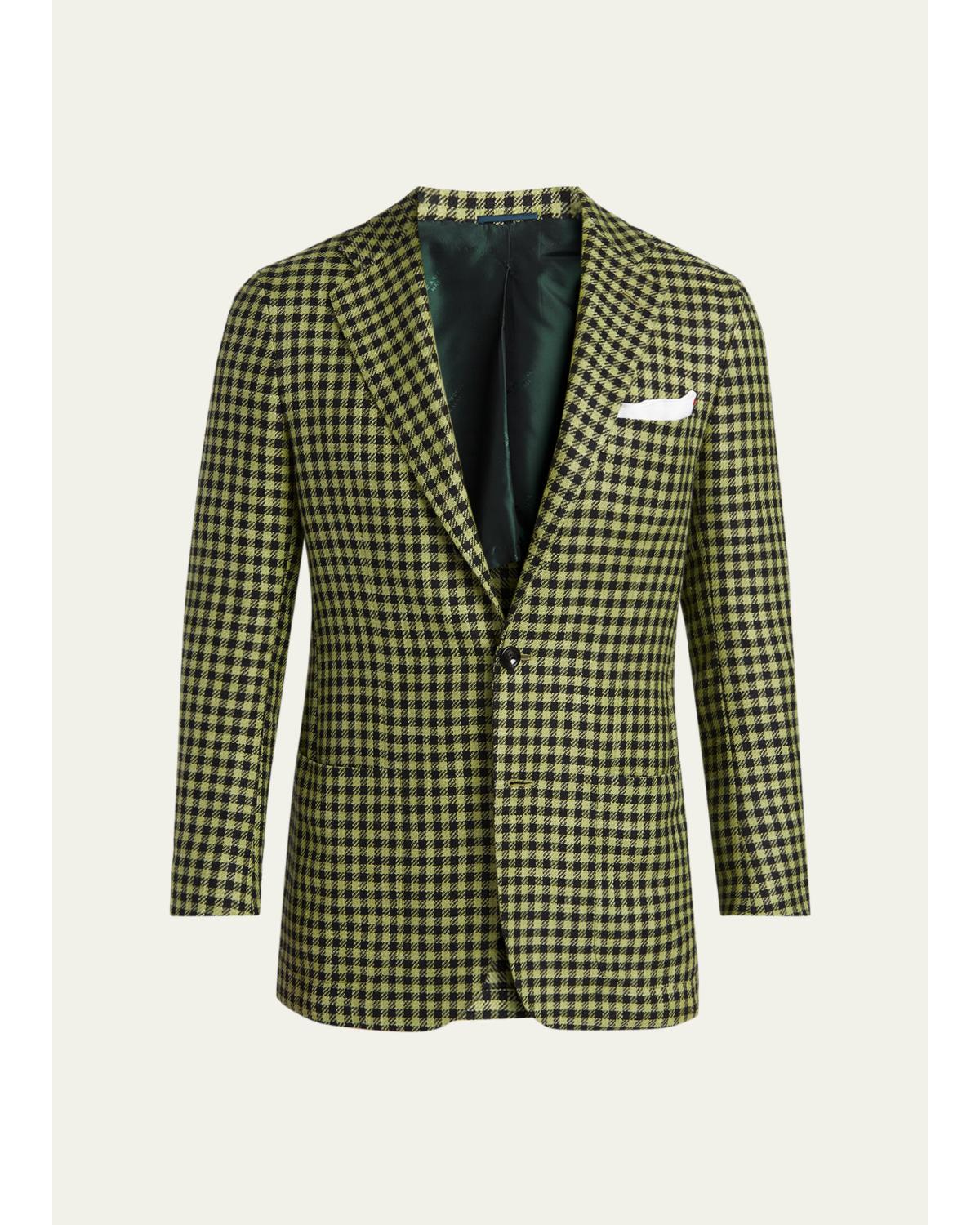 Men'S Gingham Check Single-Breasted Sport Coat