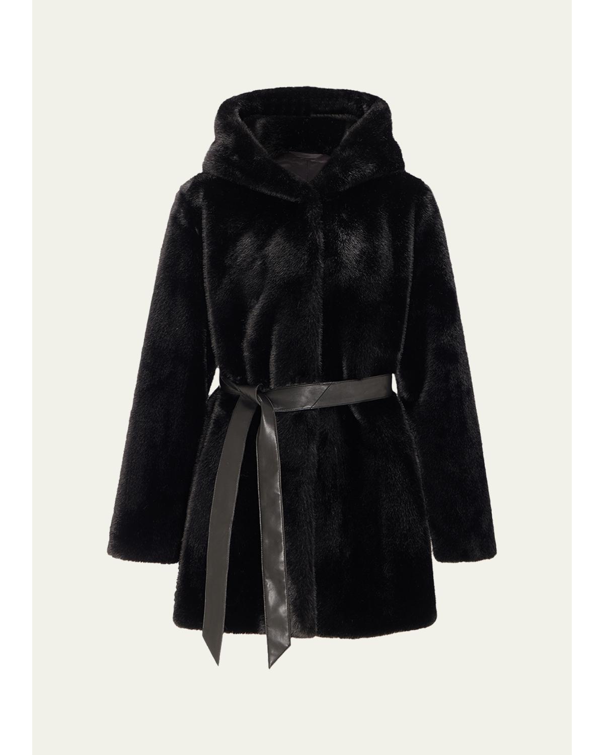 Fur-Free Faux Mink Hooded Coat