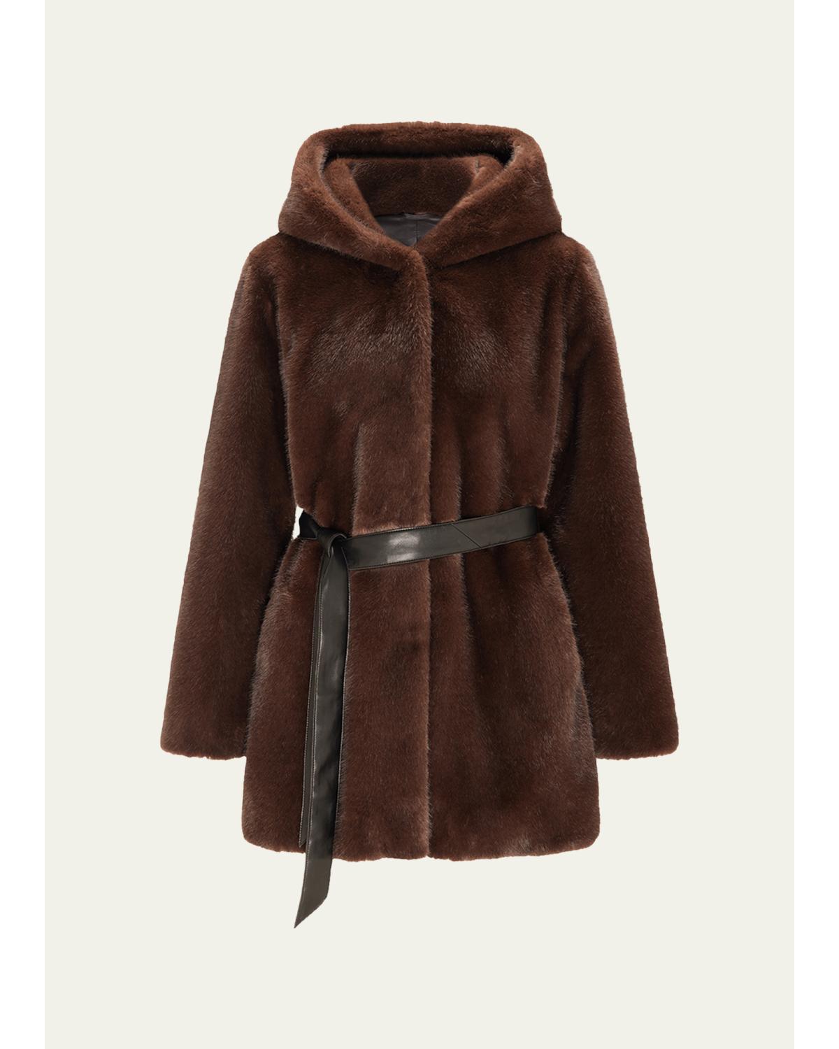 Fur-Free Faux Mink Hooded Coat