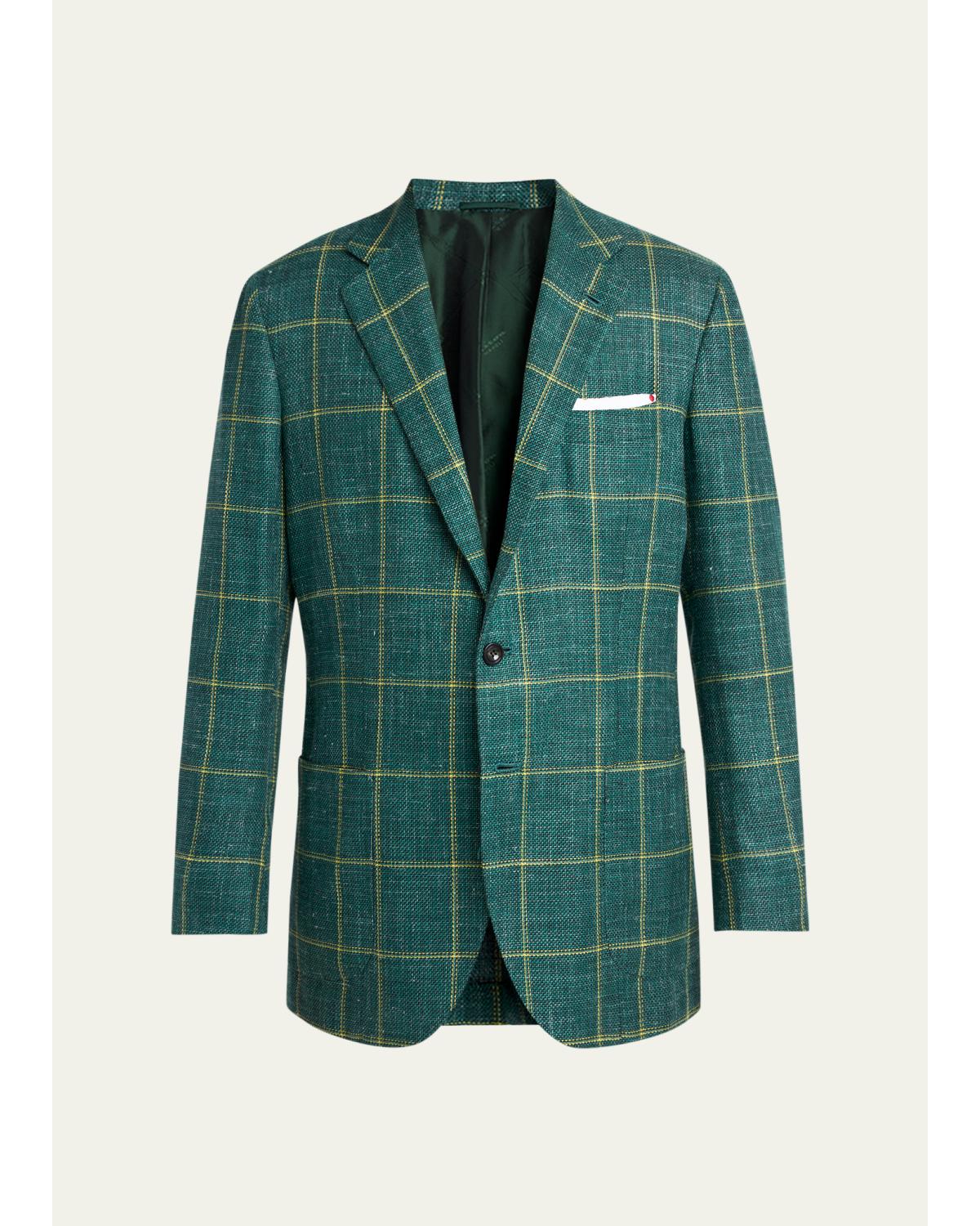 Men'S Windowpane Check Single-Breasted Sport Coat
