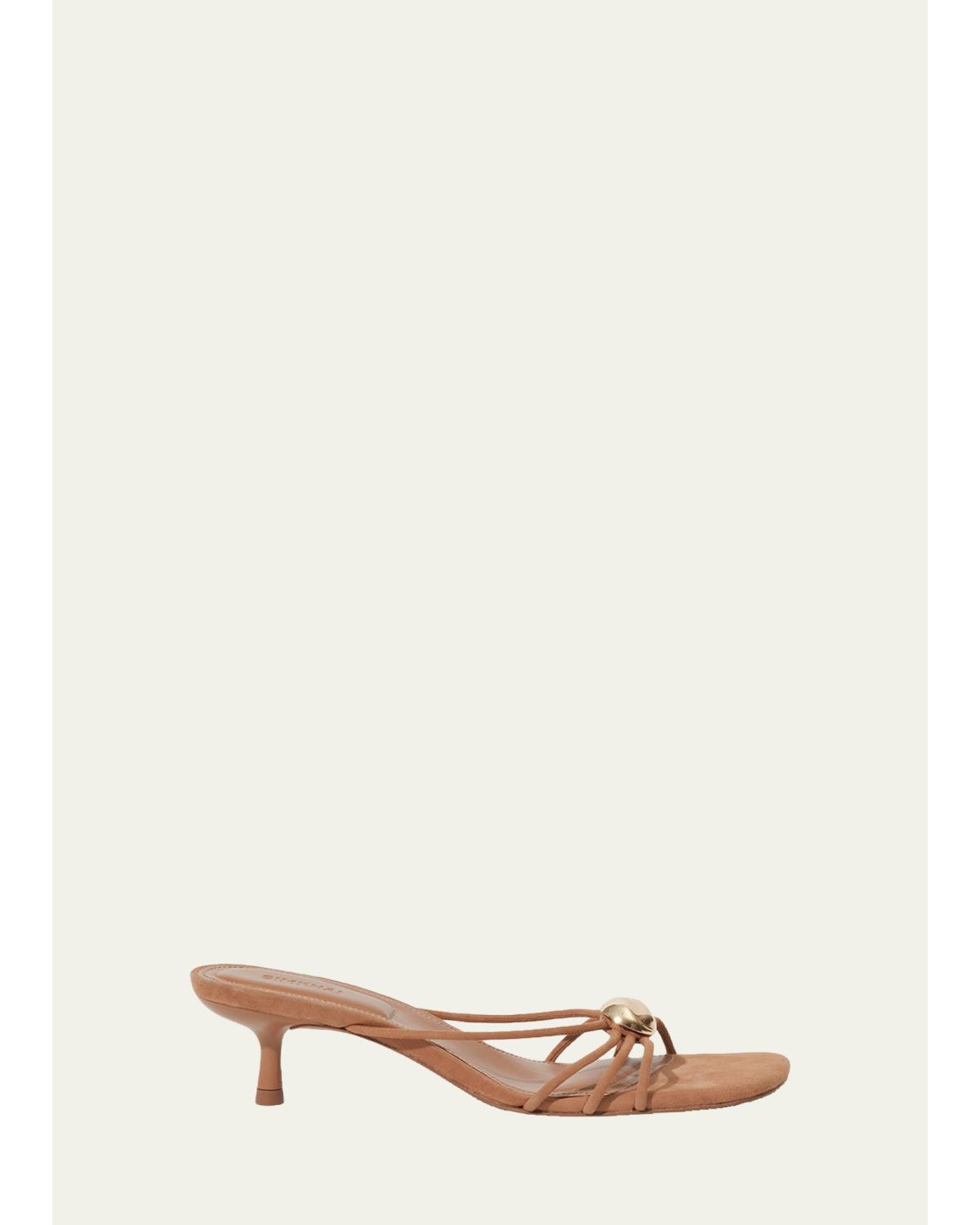 Amaya Strappy Suede Kitten-Heel Sandals