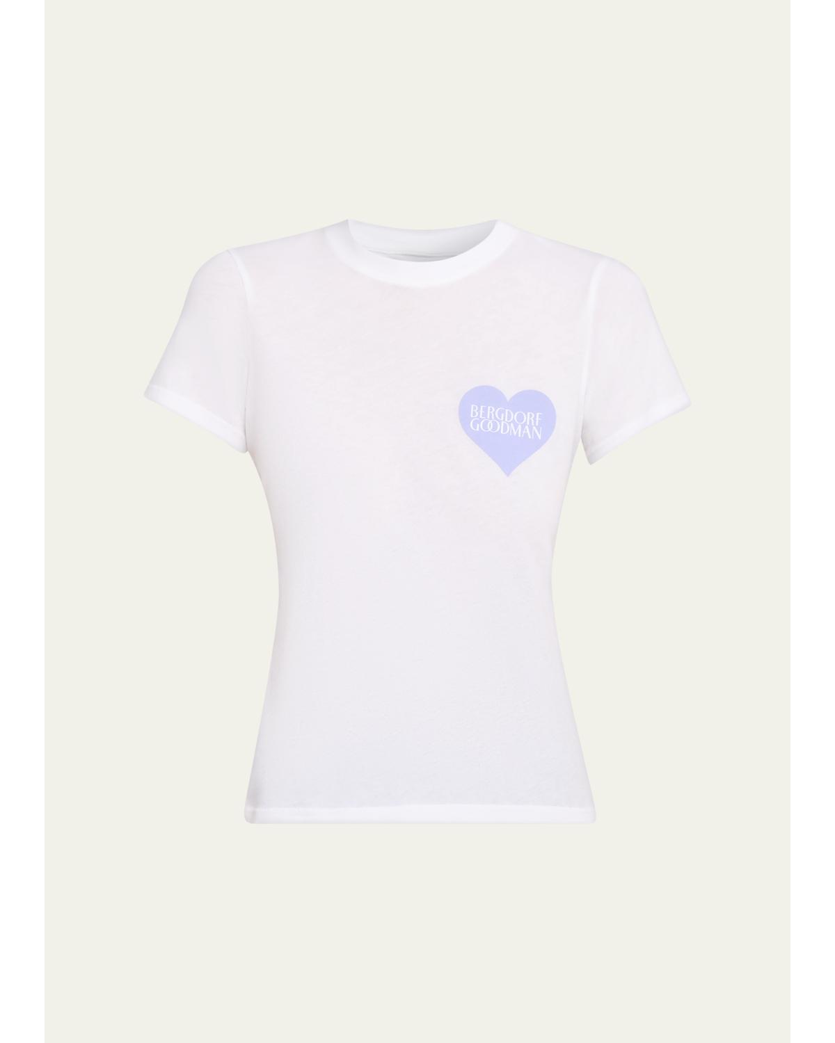 Sprwmn Bg Heart Logo Crewneck Tee In White/lilac